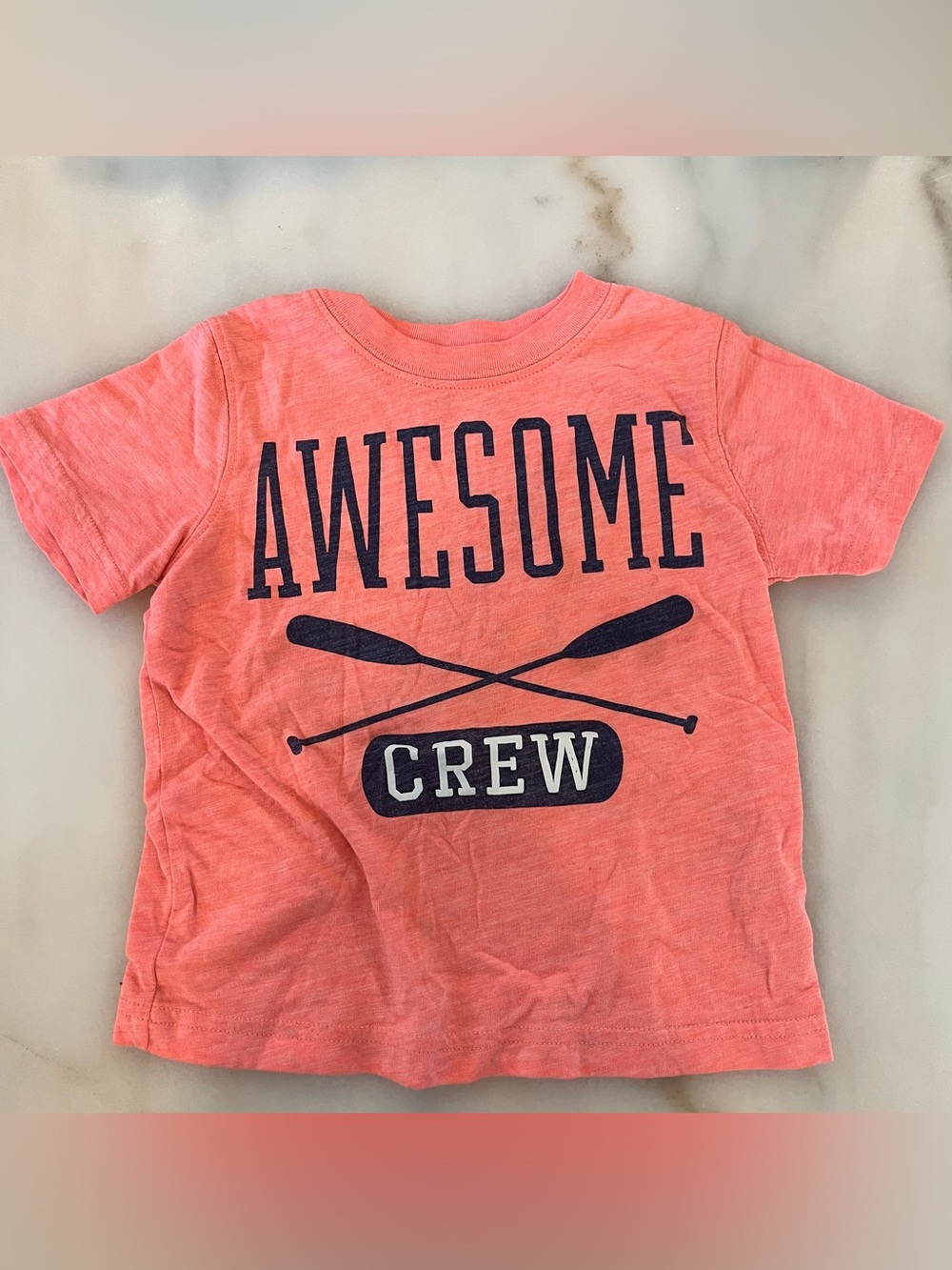 Carter's Coral Tee with Navy 'AWESOME CREW' Graphic - Picture 1 of 3
